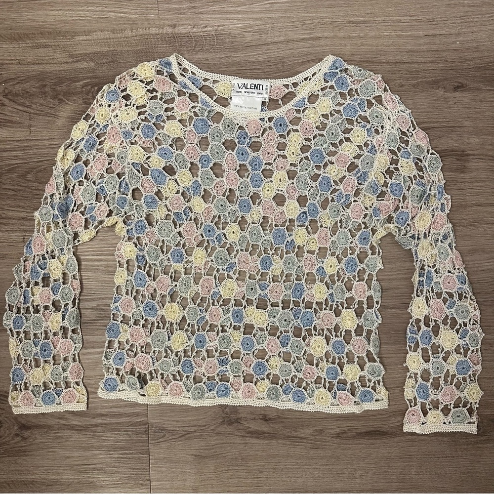 Vintage pastel crochet sweater top